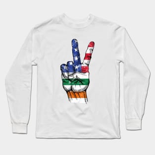 American Irish saint patrick's day flag peace symbol Long Sleeve T-Shirt